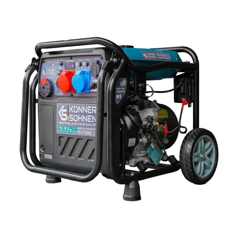 "Könner & Söhnen" Inverter-Generator KS 8100iEG 1/3 - 8kW Nennleistung (230/400V ohne Umschaltverluste abrufbar) - Benzin-/Gasmotor