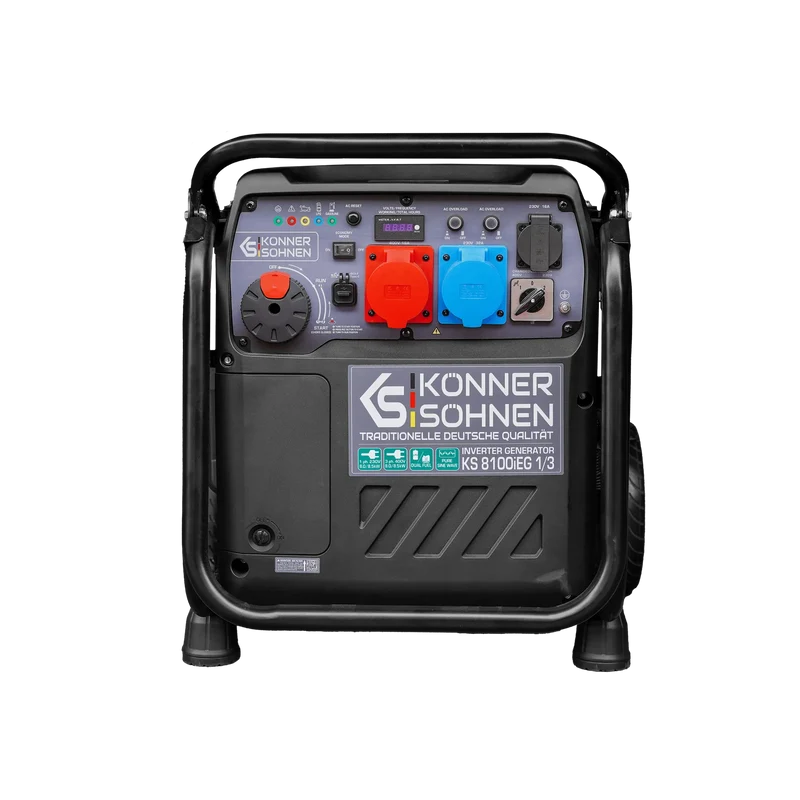 "Könner & Söhnen" Inverter-Generator KS 8100iEG 1/3 - 8kW Nennleistung (230/400V ohne Umschaltverluste abrufbar) - Benzin-/Gasmotor