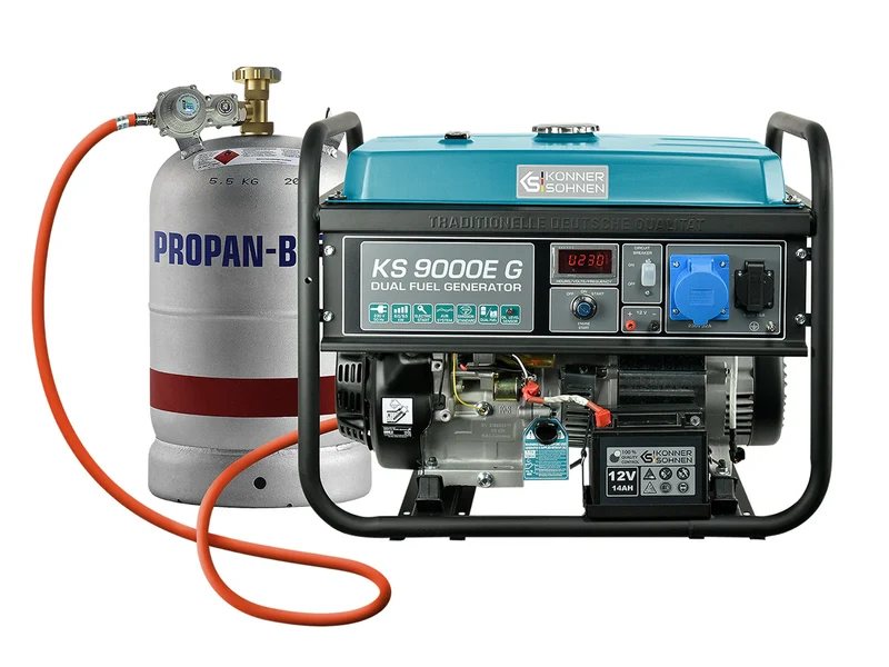 "Könner & Söhnen" LPG/Benzin-Generator KS 9000E G - 6kW Nennleistung - Benzin- (Gas-) Motor - 230V
