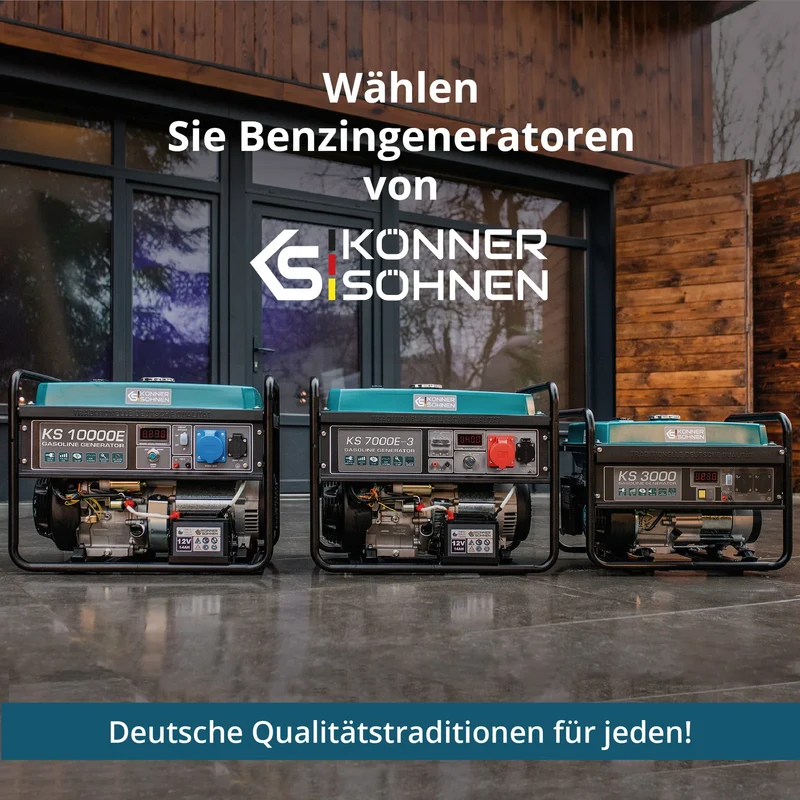 "Könner & Söhnen" Inverter-Generator KS 7000E 1/3 - 5kW Nennleistung - Benzinmotor - 230/400V