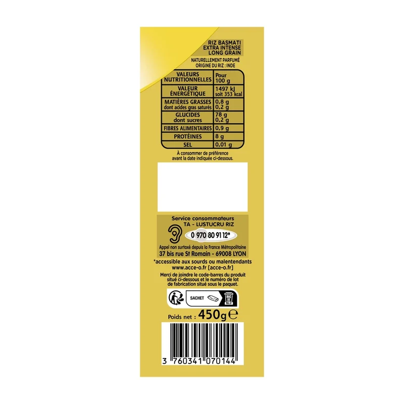Riz Basmati Extra Intense TAUREAU AILE