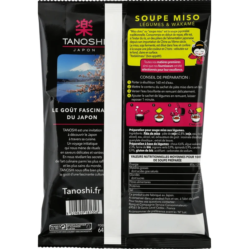 Soupe Déshydratée Miso Légumes TANOSHI