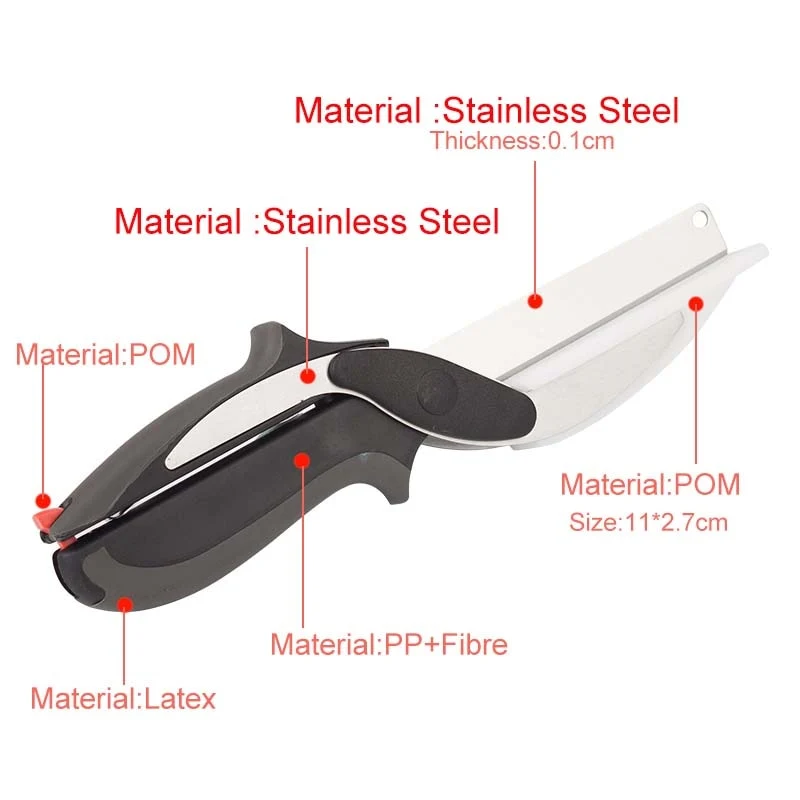 2 In 1 Multi-Function Kitchen Scissors Cutter Knife & Board