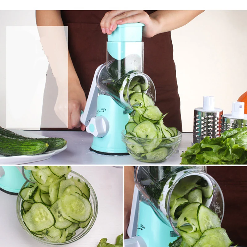 Multifunctional Drum-type Hand-operated Vegetable Cheese Shredder Device Grater Potato Slicer