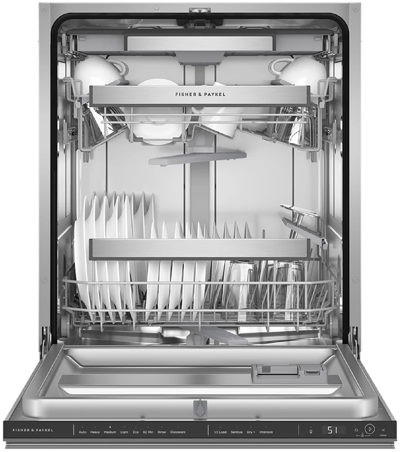 Fisher & Paykel Series 7 Contemporary Built-Under Dishwasher, Recessed Handle, Stainless Steel