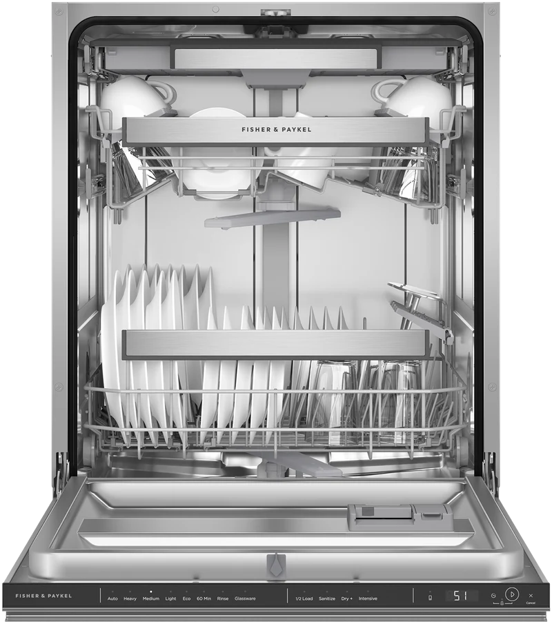 Fisher & Paykel Series 7 Contemporary Built-Under Dishwasher, Recessed Handle, Stainless Steel