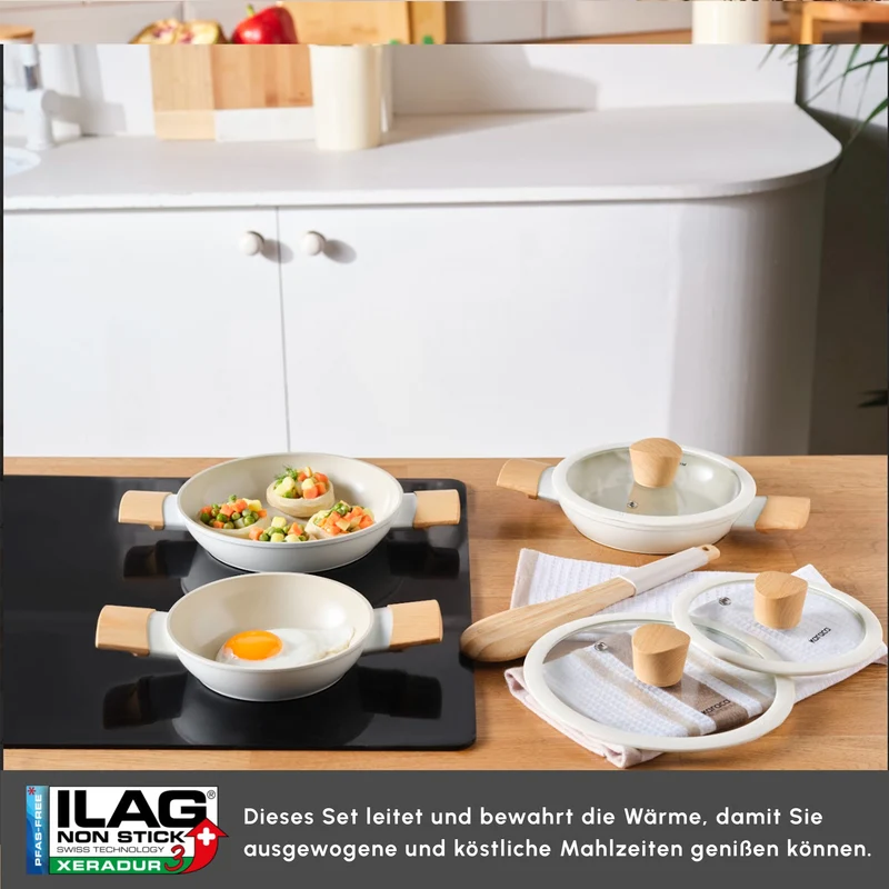 Karaca Swiss Crystal Almond, 6 teiliges Schmortopf Set, Induktion