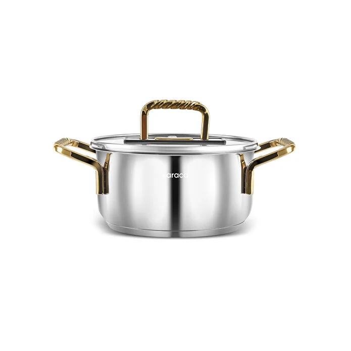 Karaca Maçka Edelstahl-Kochtopf mit Induktionsboden, 14 cm, Gold