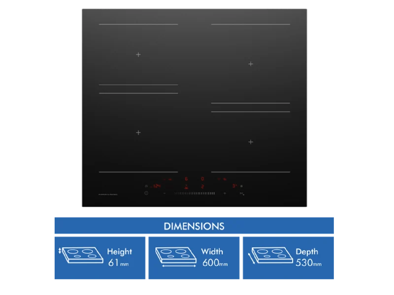 Fisher & Paykel Series 5 60cm 4 Zone Induction Cooktop, Low Current, Black Glass