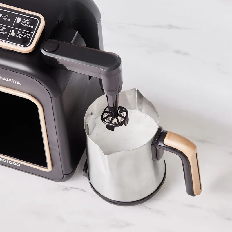Karaca Hatır Plus Barista Steel 6 in 1 Sprechende Latte-, Cappuccino- und Türkische Mokkamaschine - Mineral Gold