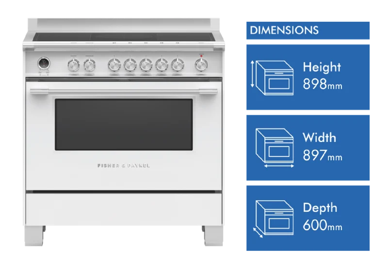 Fisher & Paykel 90cm Series 9 Classic 5 Zone Induction Pyrolytic Cooker, SmartZone