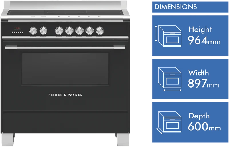 Fisher & Paykel 90cm Series 7 Classic 5 Zone Induction Cooker, 2 SmartZones
