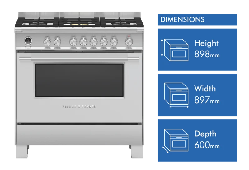 Fisher & Paykel 90cm Series 9 Classic 5 Burner Dual Fuel Pyrolytic Cooker