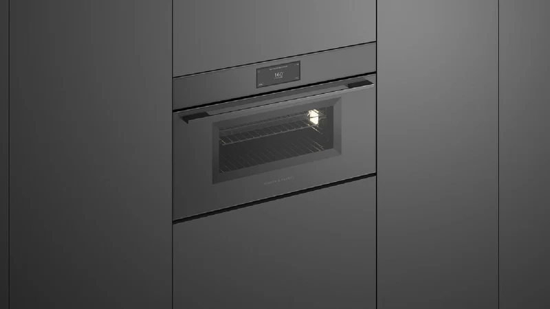 Fisher & Paykel Series 9 Minimal Compact 76cm Combination Steam Oven, Grey Glass