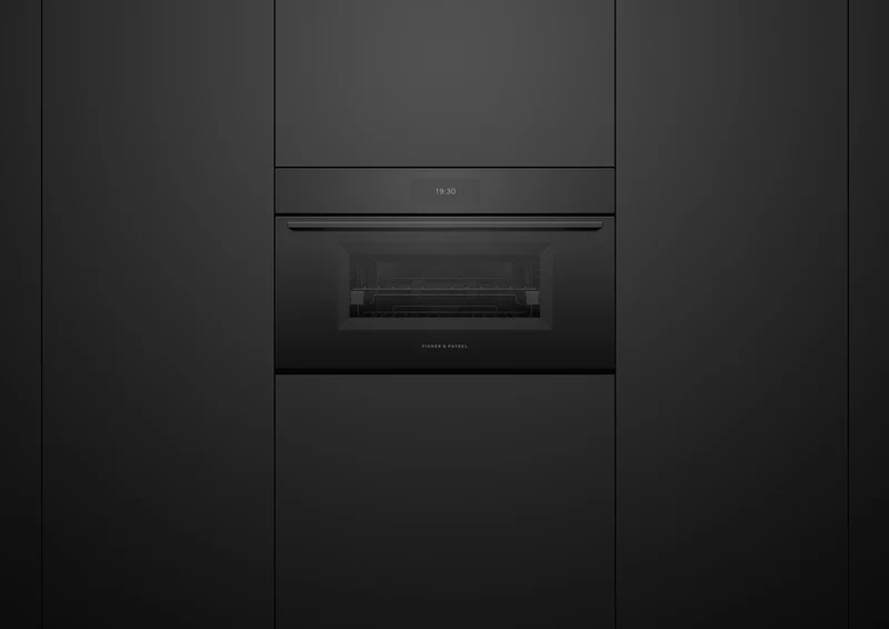 Fisher & Paykel Series 9 Minimal Compact 76cm Combination Steam Oven, Black Glass