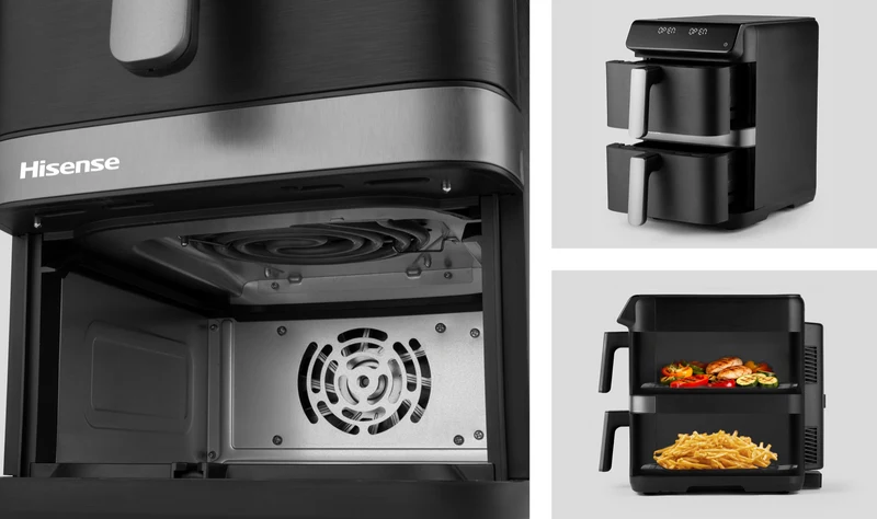 Hisense 8 Litre DoubleStack Air Fryer Black