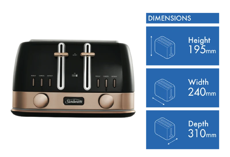 Sunbeam 4 Slice New York Toaster Black/Bronze