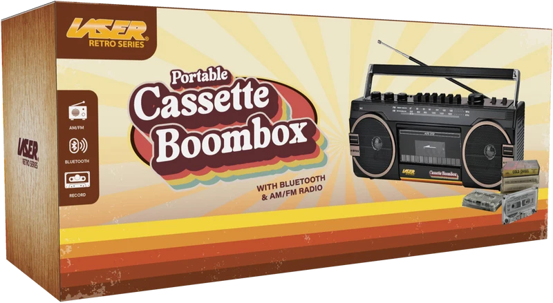 Laser Portable Cassette Boombox with AM/FM Radio