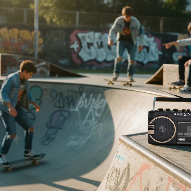 Laser Portable Cassette Boombox with AM/FM Radio