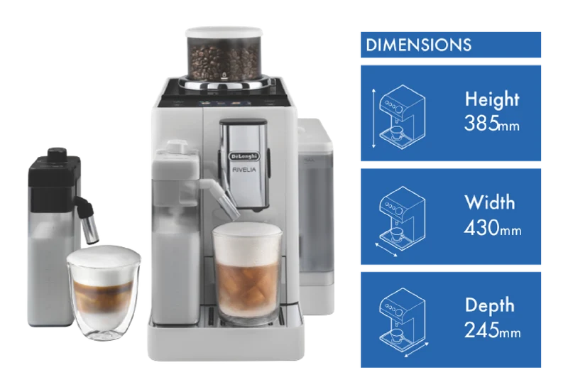 DeLonghi Rivelia Fully Automatic Coffee Machine Arctic White