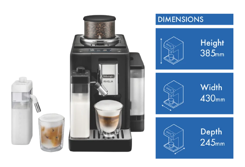 DeLonghi Rivelia Fully Automatic Coffee Machine Onyx Black