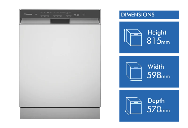 Westinghouse 60cm Stainless Steel 15 Place Built Under Dishwasher