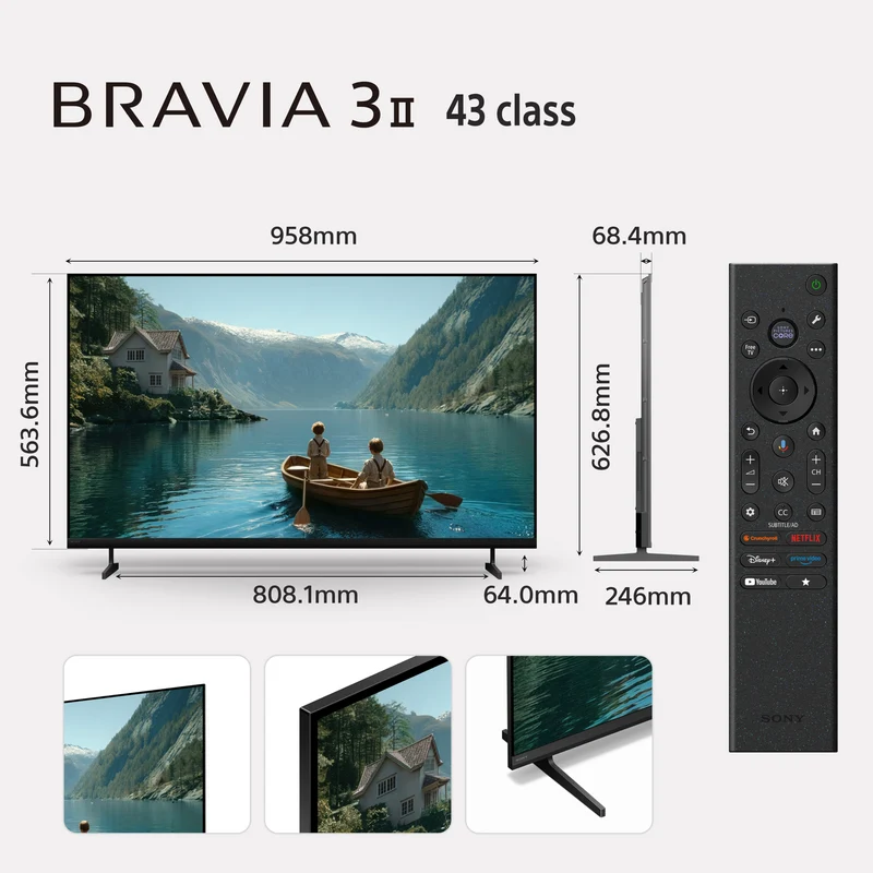 Sony 43" BRAVIA 3 II 4K HDR AI Google TV with Gemini 2026
