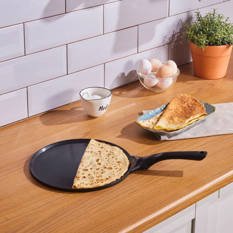 Karaca Fluffy Antihaft-Induktionspfanne mit Keramikbeschichtung für Crêpes und Pfannkuchen, 26 cm, schwarz
