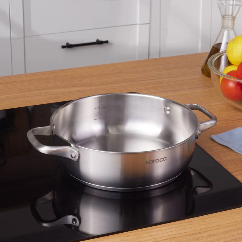 Karaca Elite Edelstahl-Kasserolle Flach 24 cm 3 L