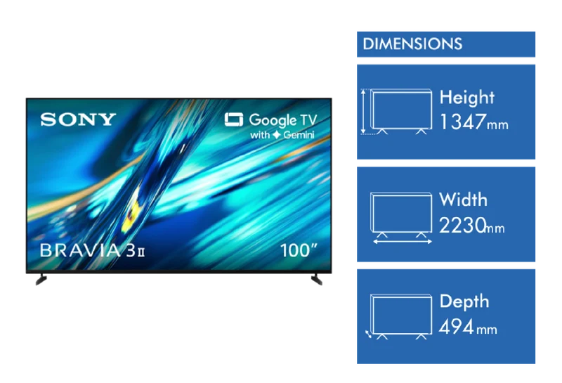 Sony 100" BRAVIA 3 II 4K HDR AI Google TV with Gemini 2026