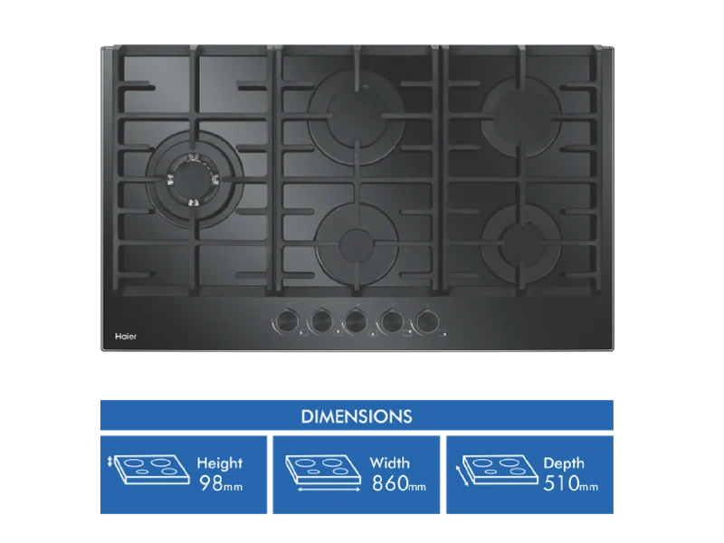 Haier 90cm Gas on Glass Cooktop