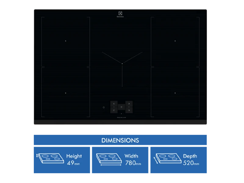 Electrolux 80cm 5 Zone Induction Cooktop with Wi-Fi, Black - 800 Series