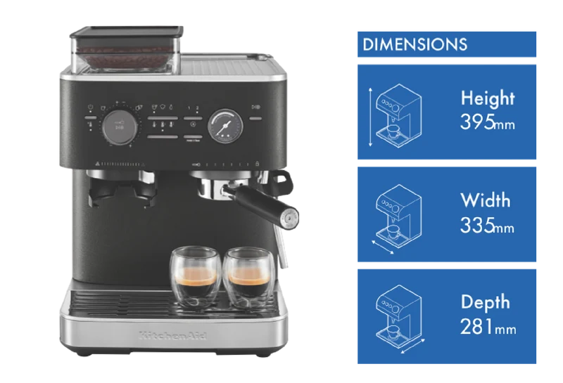 KitchenAid Semi Automatic Espresso Machine With Burr Grinder Cast Iron Black