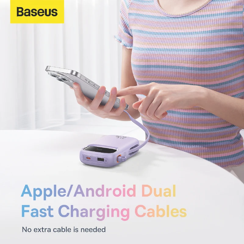 Baseus Dual-Cable Fast Charge Power Bank 10k 22.5W Nebula Purple