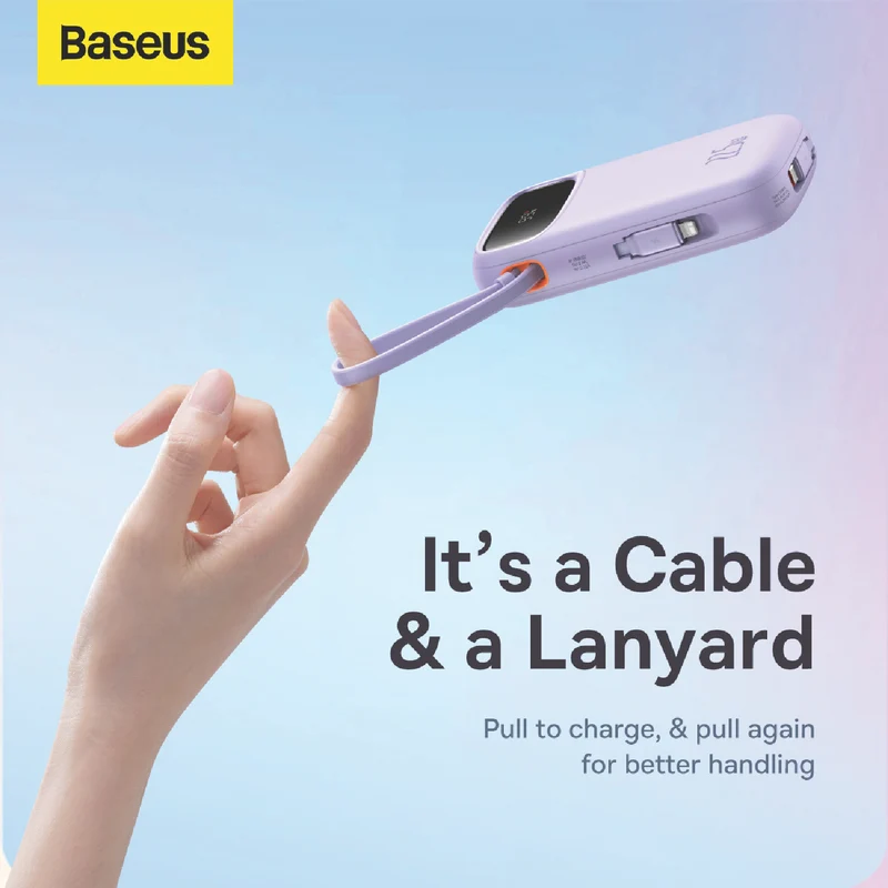 Baseus Dual-Cable Fast Charge Power Bank 10k 22.5W Nebula Purple