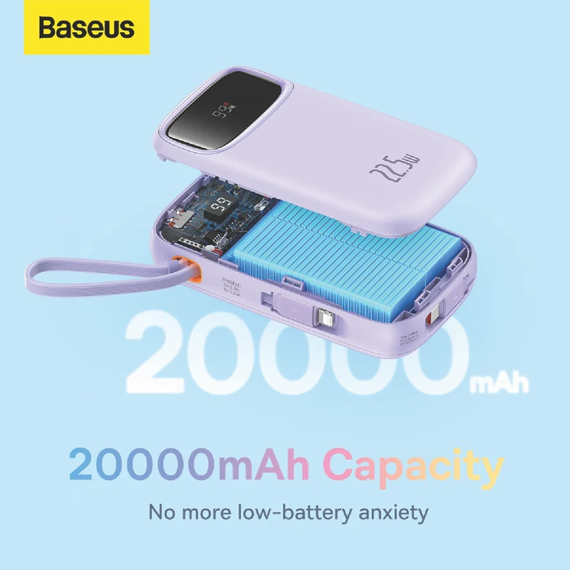 Baseus Dual-Cable Fast Charge Power Bank 10k 22.5W Nebula Purple