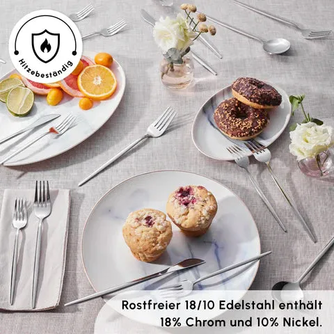 Karaca Bella Edelstahl V2 24-teiliges Besteckset für 6 Personen – Silber