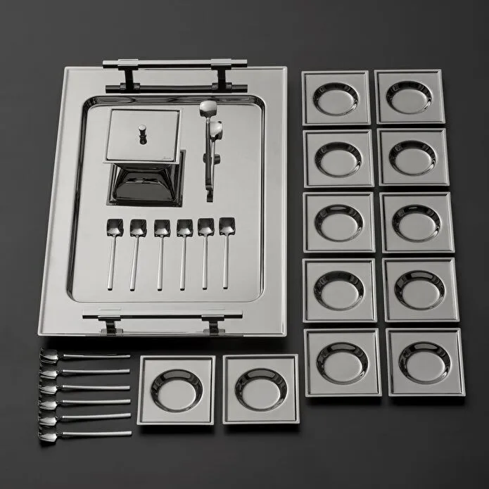 Jumbo New 9100 28-teiliges eckiges Teeset – Edelstahl