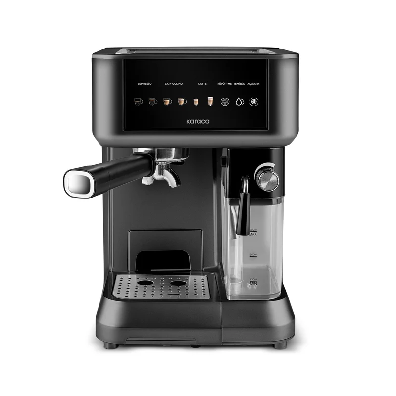 Karaca MyCaffe Barista S10 Automatische Espresso-, Latte- und Cappuccino-Maschine mit integriertem Milchbehälter – Matte Black