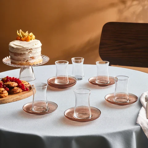 Karaca Juliet Mocha Mousse 12-teiliges Teegläser-Set für 6 Personen, 170 ml