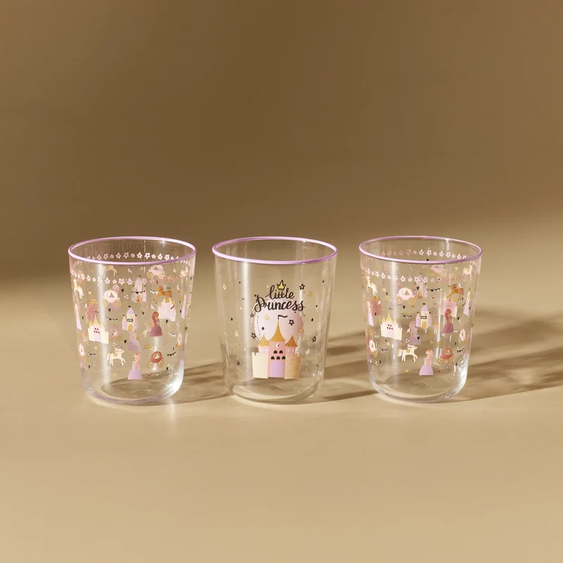 Karaca Kids 3-Teiliges Glasbecher-Set Für Mädchen, Rosa