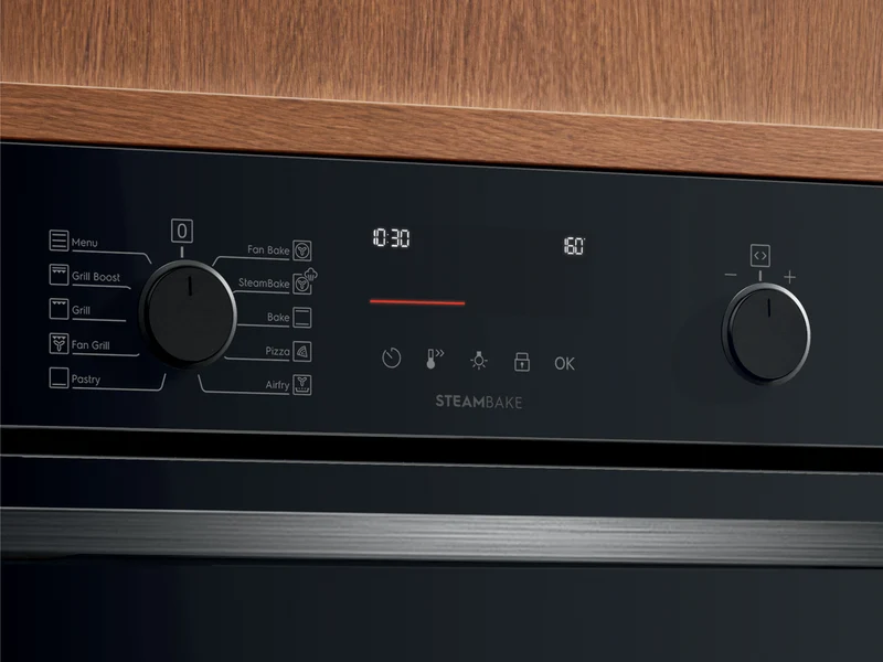 Electrolux 60cm Pyrolytic Oven with SteamBake, Black - 600 Series