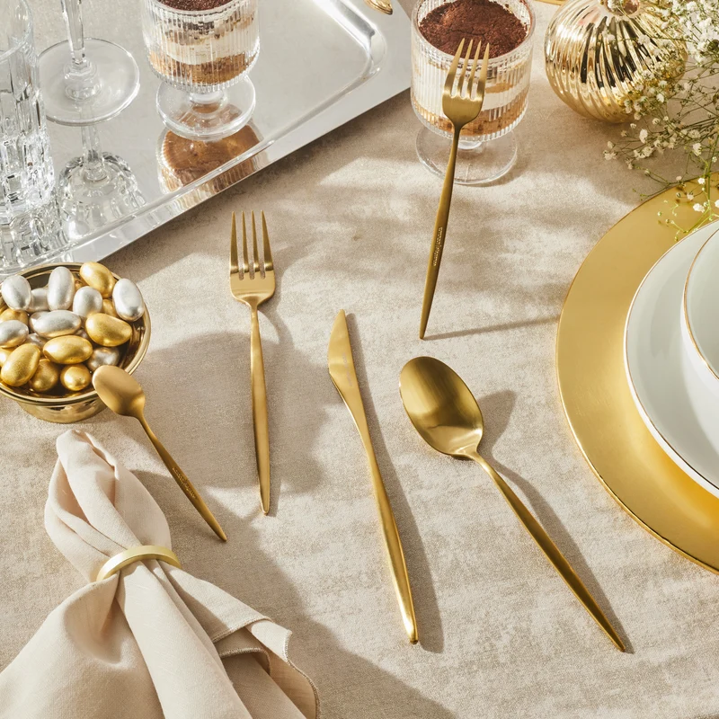 Karaca Lızbon Matte Gold 6-Personen 30-teiliges Besteckset