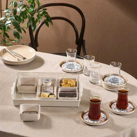 Karaca Elena 7-teiliges Keramik-Frühstücksset, Mehrfarbig