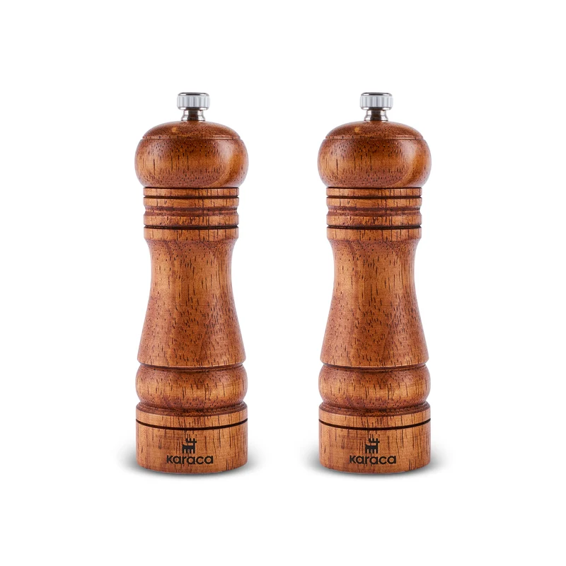 Karaca Naturegrind 2-teiliges Holz Gewürzmühle Set