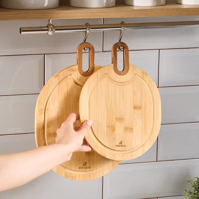 Karaca Ovelcut 2-teiliges Bambus-Schneidebrett-Set, Holz