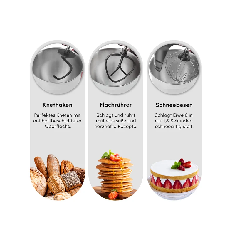 Karaca Mastermaid Chef Ultra D2000W Küchenmaschine mit Digitaldisplay Galaxy Grey 7L