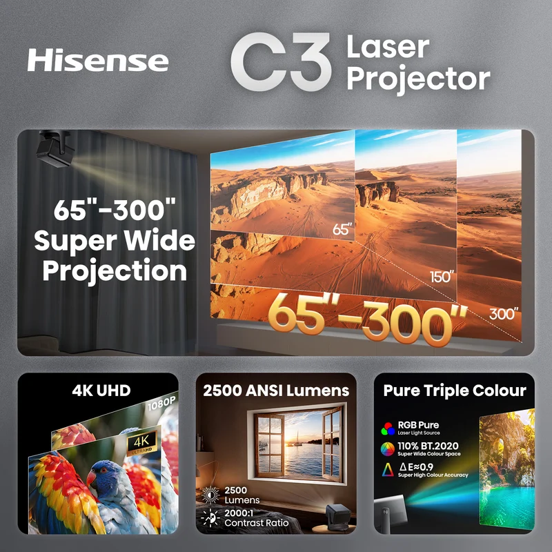 Hisense 65 - 300in C3 4K Triple Laser Projector