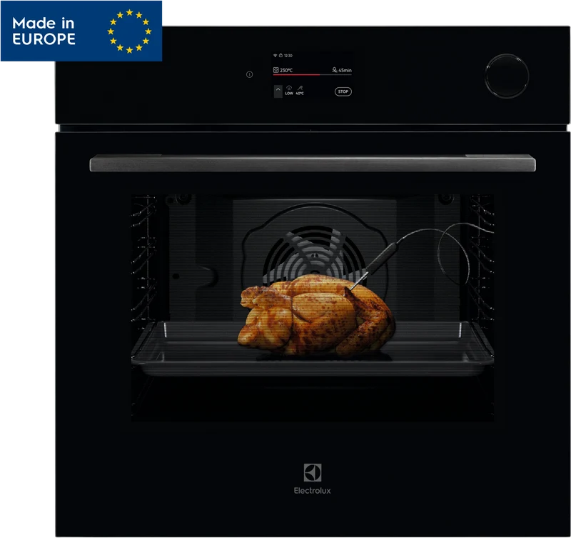 Electrolux 60cm Pyrolytic Oven with Added Steam and Food Probe, 22 Function, Black - 700 Series