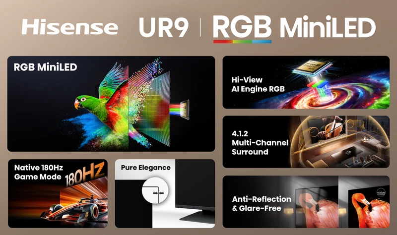 Hisense 85" UR9SAU RGB 4K MiniLED 180Hz TV 2026